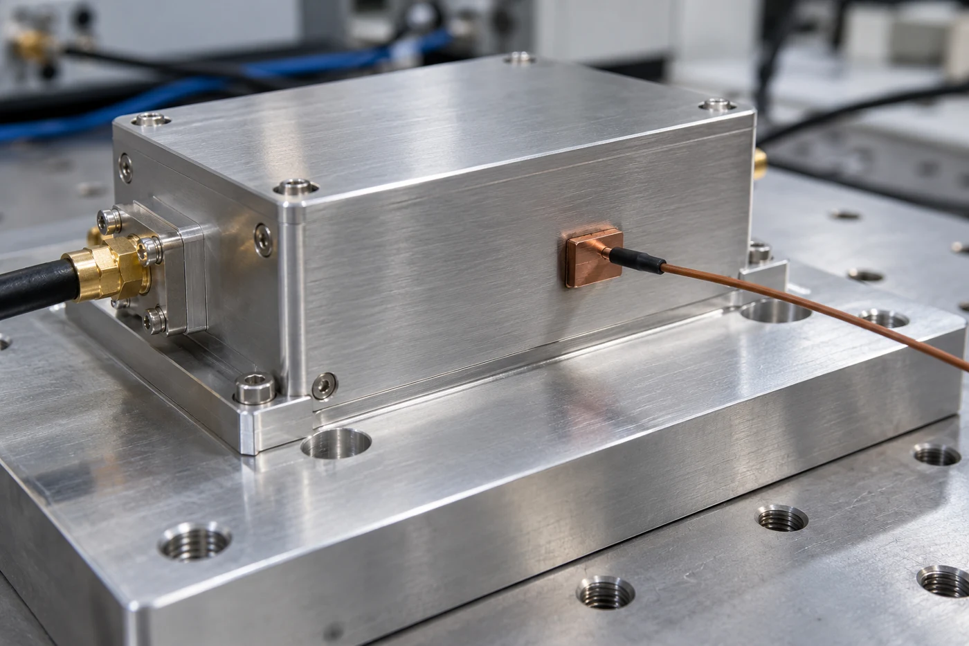 Exterior probe and metal enclosure secured to a machined mounting plate